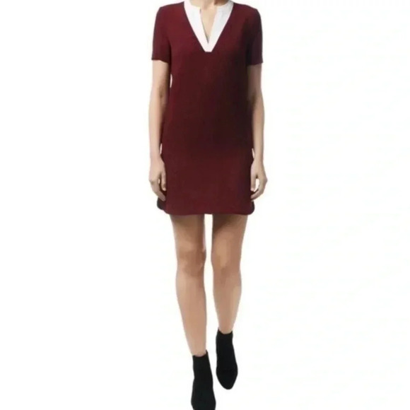 Sandro Raquel Burgundy Shift Dress Mod
Mini Designer Collar Retro Vibes size 1/S - Picture 1 of 9